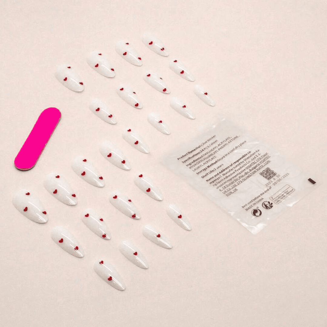SHEIN 24Pcs Romantic Red Simple Style Almond-Shaped Press On Nails Press On Nails - XOXO cosmetics