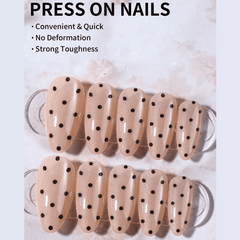 SHEIN 24pcs Almond-Shaped Black Polka Dot Press On Nails Press On Nails - XOXO cosmetics
