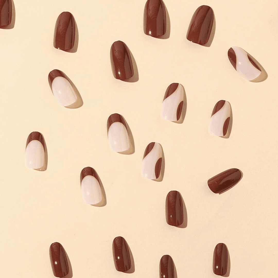 SHEIN 24pcs Long Almond Brown Solid French Color Press On Nails Press On Nails - XOXO cosmetics