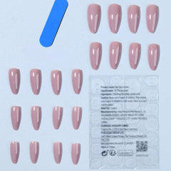 SHEIN 24pcs Long Almond Shaped Light Grey Press On Nails Press On Nails - XOXO cosmetics