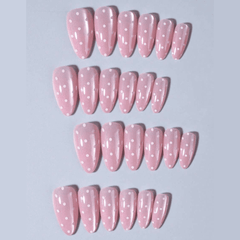 SHEIN 24pcs Long Almond-Shaped White Polka Dot Press On Nails Press On Nails - XOXO cosmetics