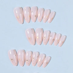 SHEIN 24pcs Long Almond Stars With Rhinestones Design Tip Press On Nails Press On Nails - XOXO cosmetics