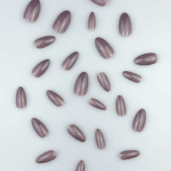 SHEIN 24pcs Medium Long Almond Shape Solid Dusty Purple Glossy Press On Nails Press On Nails - XOXO cosmetics