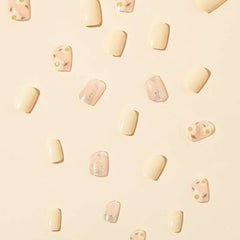 SHEIN 24pcs Medium Square Yellow Floral PatternPress On Nails Press On Nails - XOXO cosmetics
