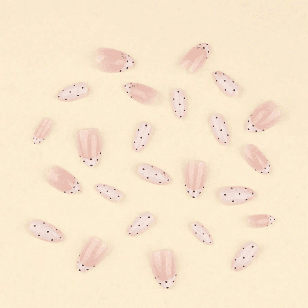 SHEIN 24pcs Minimalist Black Polka Dot Short Oval Press On Nails Press On Nails - XOXO cosmetics