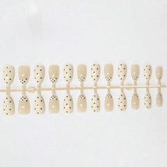 SHEIN 24pcs Minimalist Black Polka Dot Short Oval Press On Nails Press On Nails - XOXO cosmetics
