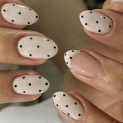 SHEIN 24pcs Minimalist Black Polka Dot Short Oval Press On Nails Press On Nails - XOXO cosmetics