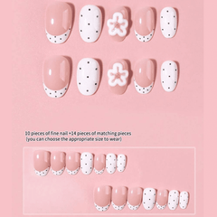 SHEIN 24pcs Oval White French 3D Gel Flower Press On Nails Press On Nails - XOXO cosmetics