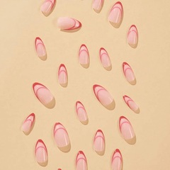 SHEIN 24pcs Short Almond Pink French Style Press On Nails Press On Nails - XOXO cosmetics