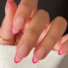SHEIN 24pcs Short Almond Pink French Style Press On Nails Press On Nails - XOXO cosmetics