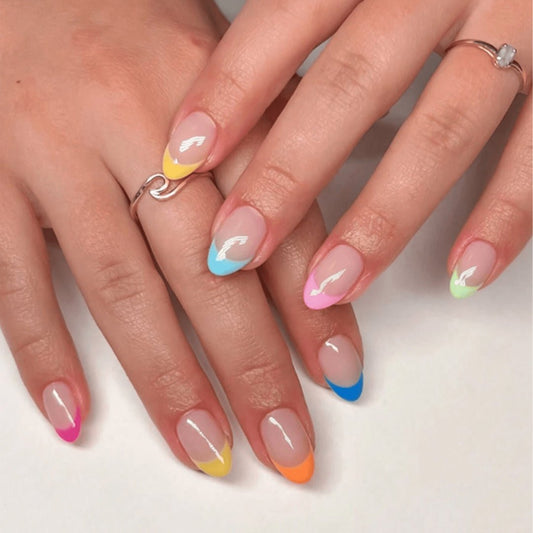 SHEIN 24pcs Short Candy French Nails Summer Press On Nails Press On Nails - XOXO cosmetics