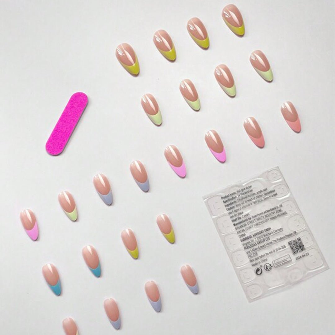 SHEIN 24pcs Short Candy French Nails Summer Press On Nails Press On Nails - XOXO cosmetics