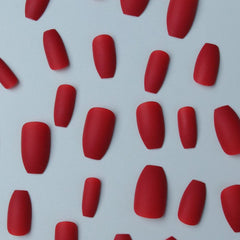 SHEIN 24pcs Short Coffin Red Matte Solid Press On Nails Press On Nails - XOXO cosmetics