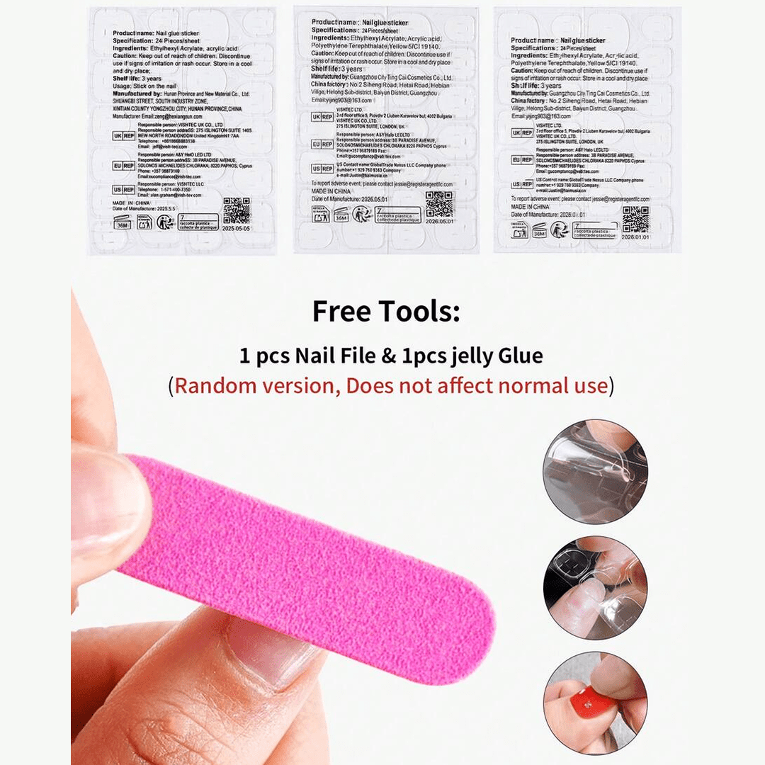 SHEIN 24pcs Short Oval Polka Dot Press On Nails Press On Nails - XOXO cosmetics