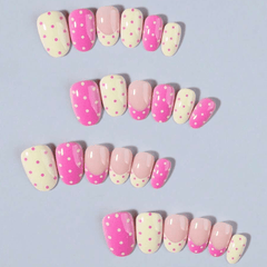 SHEIN 24pcs Short Oval Polka Dot Press On Nails Press On Nails - XOXO cosmetics