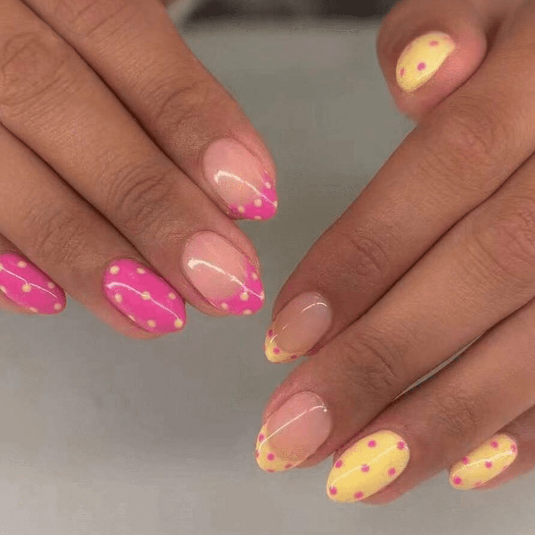 SHEIN 24pcs Short Oval Polka Dot Press On Nails Press On Nails - XOXO cosmetics