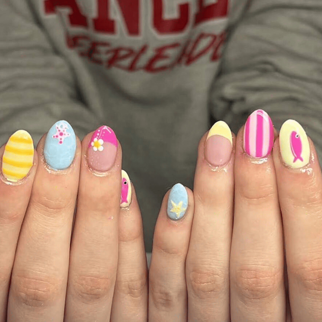 SHEIN 24pcs Short Oval-Shaped With Summer Vibes Press On Nails Press On Nails - XOXO cosmetics