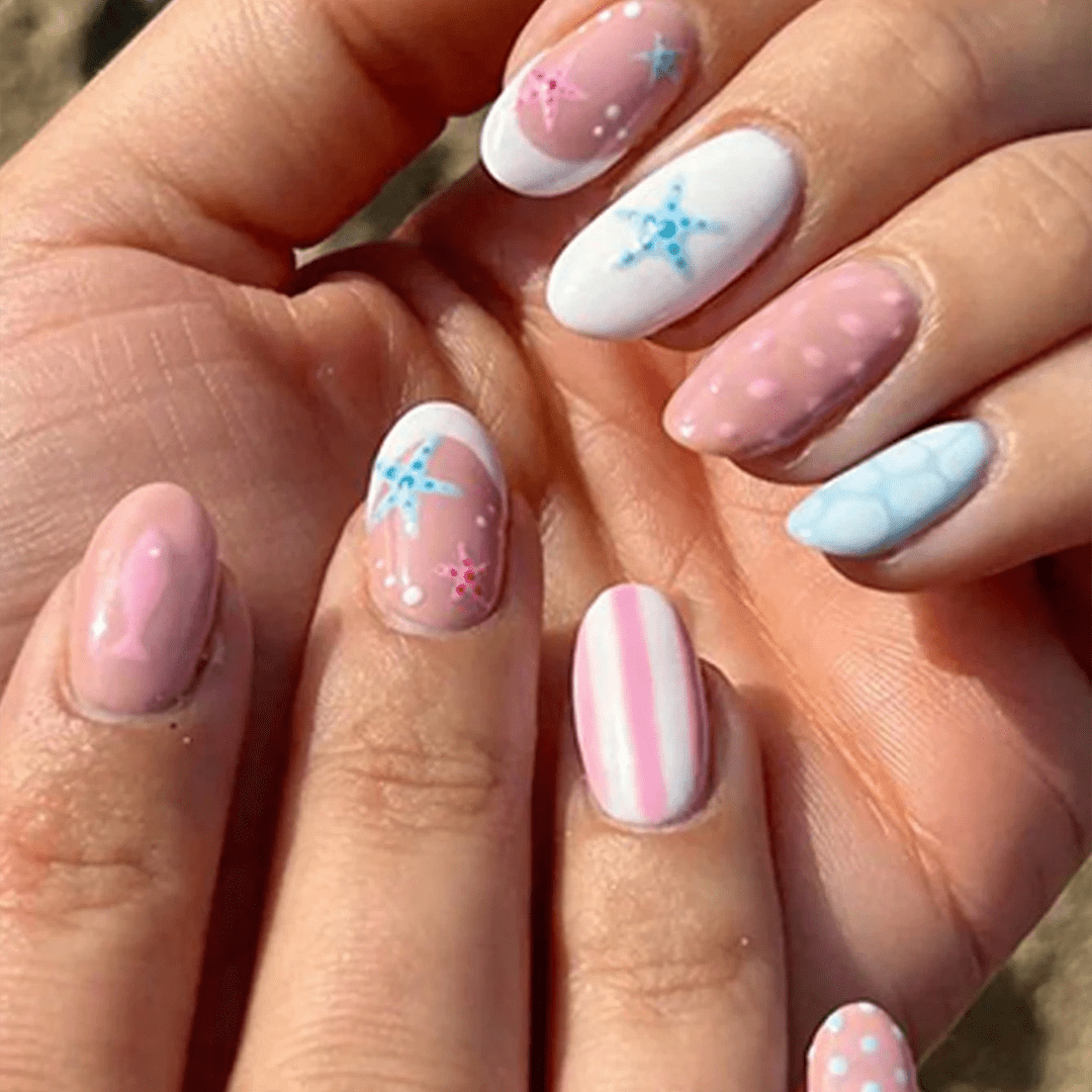 SHEIN 24pcs Short OvalShaped Summer Design Press On Nails Press On Nails - XOXO cosmetics