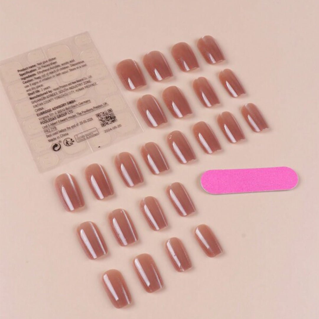 SHEIN 24pcs Short Square French Minimalist Style Press On Nails Press On Nails - XOXO cosmetics