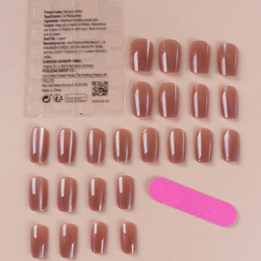 SHEIN 24pcs Short Square French Minimalist Style Press On Nails Press On Nails - XOXO cosmetics