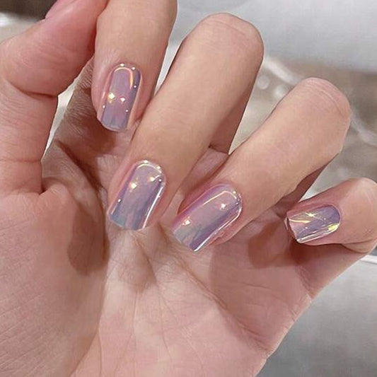 SHEIN 30 Pieces Short Coffin Laser Cat Eye French Style Press On Nails Press On Nails - XOXO cosmetics