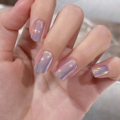 SHEIN 30 Pieces Short Coffin Laser Cat Eye French Style Press On Nails Press On Nails - XOXO cosmetics