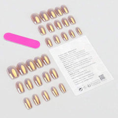 SHEIN 30 Pieces Short Coffin Laser Cat Eye French Style Press On Nails Press On Nails - XOXO cosmetics