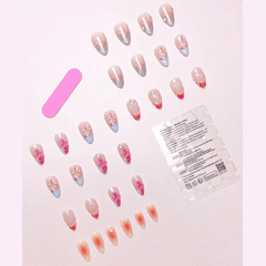 SHEIN 30Pcs Summer Colorful Ocean Element Short Almond Shaped Press-On Nails Press On Nails - XOXO cosmetics