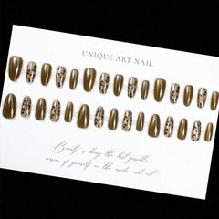 SHEIN 30pcs Glossy Short-Oval Press On Nails Brown Cat's Eye Press On Nails Press On Nails - XOXO cosmetics