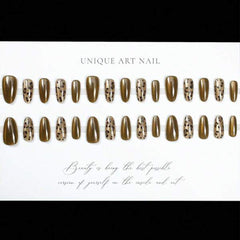 SHEIN 30pcs Glossy Short-Oval Press On Nails Brown Cat's Eye Press On Nails Press On Nails - XOXO cosmetics