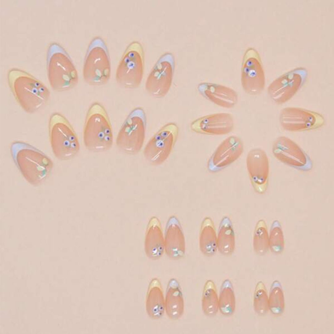 SHEIN 30pcs Simple French Style Mango Blueberry Nail Art Press On Nails Press On Nails - XOXO cosmetics