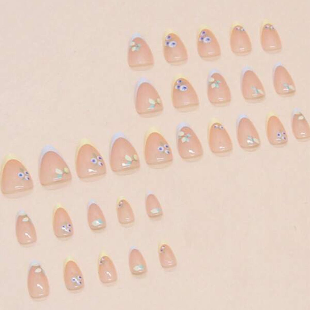 SHEIN 30pcs Simple French Style Mango Blueberry Nail Art Press On Nails Press On Nails - XOXO cosmetics