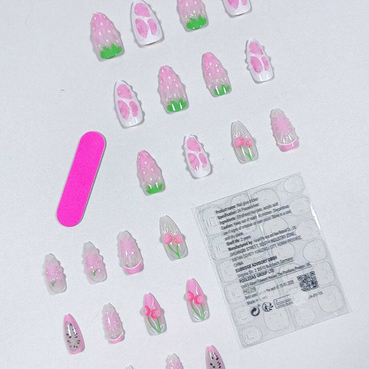 SHEIN 3D Elegant Simple Style Almond Shaped Medium Length Press On Nails Press On Nails - XOXO cosmetics