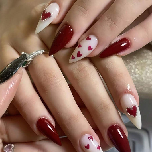 SHEIN 3D Heart-Shaped Almond Shape Press On Nails Press On Nails - XOXO cosmetics