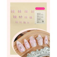 SHEIN 3D Rhinestone & White Bow & Metal Butterfly & Pink Flower Press On Nails Press On Nails - XOXO cosmetics