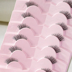 SHEIN - 7 Pairs Cat Eye Cross And Transparent Stem Short Style Natural False Eyelashes Eyelashes - XOXO cosmetics