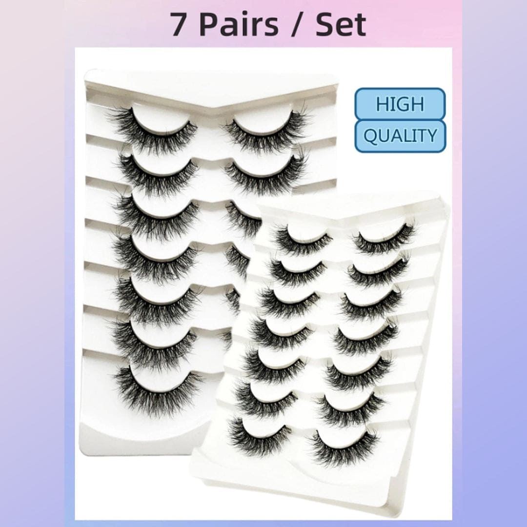 SHEIN - 7pairs Super Fluffy Eyelashes 15mm Natural Faux Mink Lashes Eyelashes - XOXO cosmetics