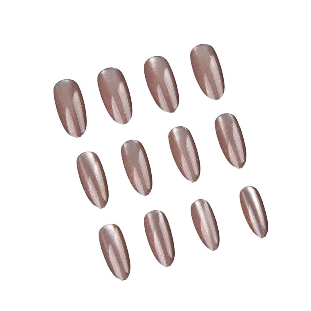 SHEIN Classic Cinnamon Nude Color Sparkle Almond Shaped Press On Nails Press On Nails - XOXO cosmetics