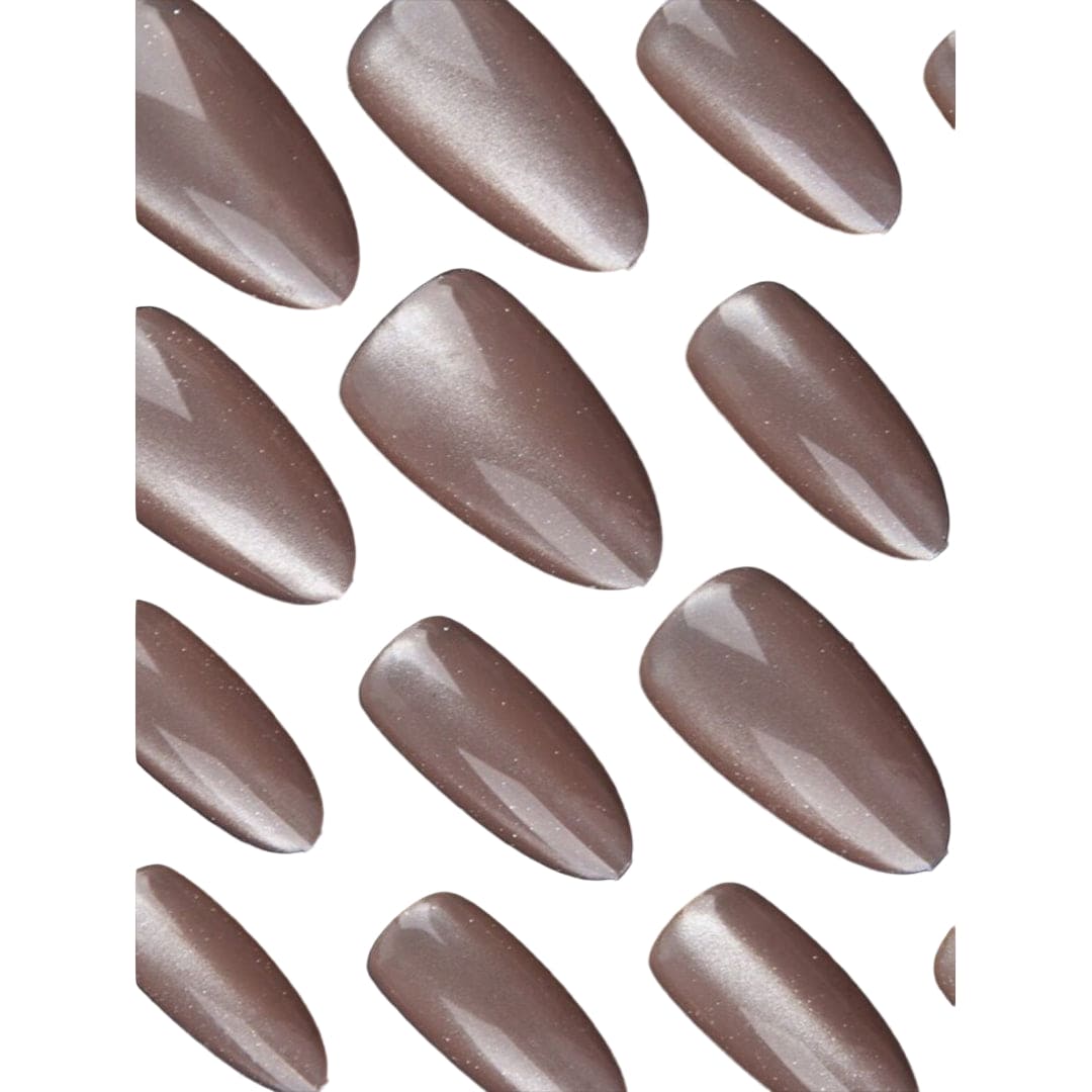 SHEIN Classic Cinnamon Nude Color Sparkle Almond Shaped Press On Nails Press On Nails - XOXO cosmetics