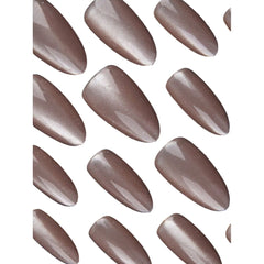 SHEIN Classic Cinnamon Nude Color Sparkle Almond Shaped Press On Nails Press On Nails - XOXO cosmetics