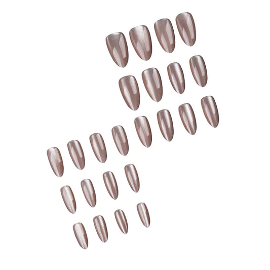 SHEIN Classic Cinnamon Nude Color Sparkle Almond Shaped Press On Nails Press On Nails - XOXO cosmetics