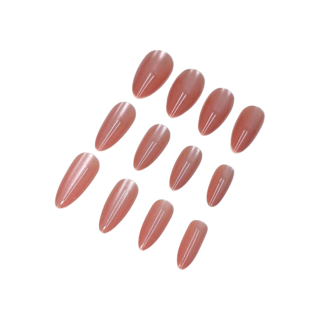 SHEIN Classic Nude Cat Eye Shiny Press On Nails Press On Nails - XOXO cosmetics