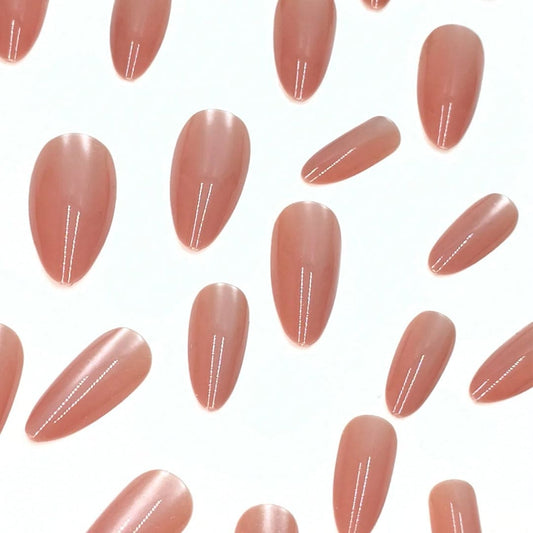 SHEIN Classic Nude Cat Eye Shiny Press On Nails Press On Nails - XOXO cosmetics