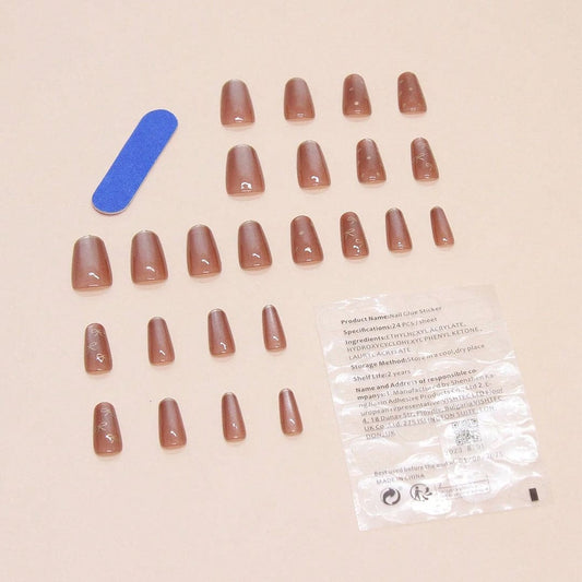 SHEIN Elegant And Minimalist Coffin-Shaped Press On Nails Press On Nails - XOXO cosmetics