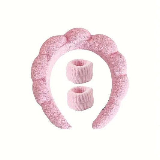 SHEIN Face Washing Headband + 2 Face Washing Wrist Straps Set Skin Tools - XOXO cosmetics