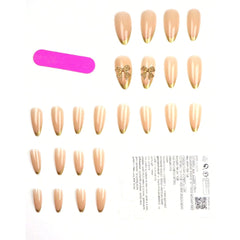 SHEIN Glossy Pink & Golden French Press On Nails Press On Nails - XOXO cosmetics