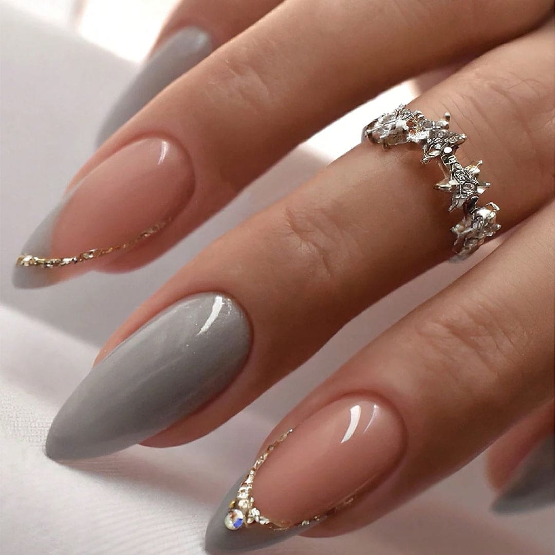 SHEIN Golden Line Art & 3D Rhinestone Decoration Press On Nails Press On Nails - XOXO cosmetics