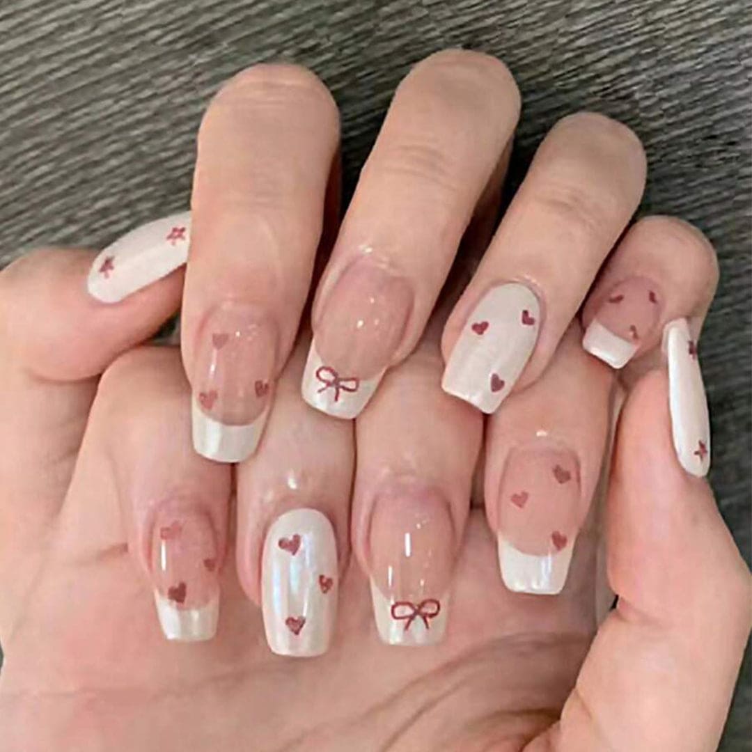 SHEIN Hand-Painted Heart Design Press On Nails Press On Nails - XOXO cosmetics