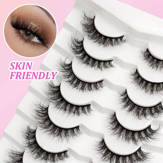 SHEIN - Natural False Eyelashes 7 Pairs Natural Long Crisscross Faux Mink Lashes Eyelashes - XOXO cosmetics