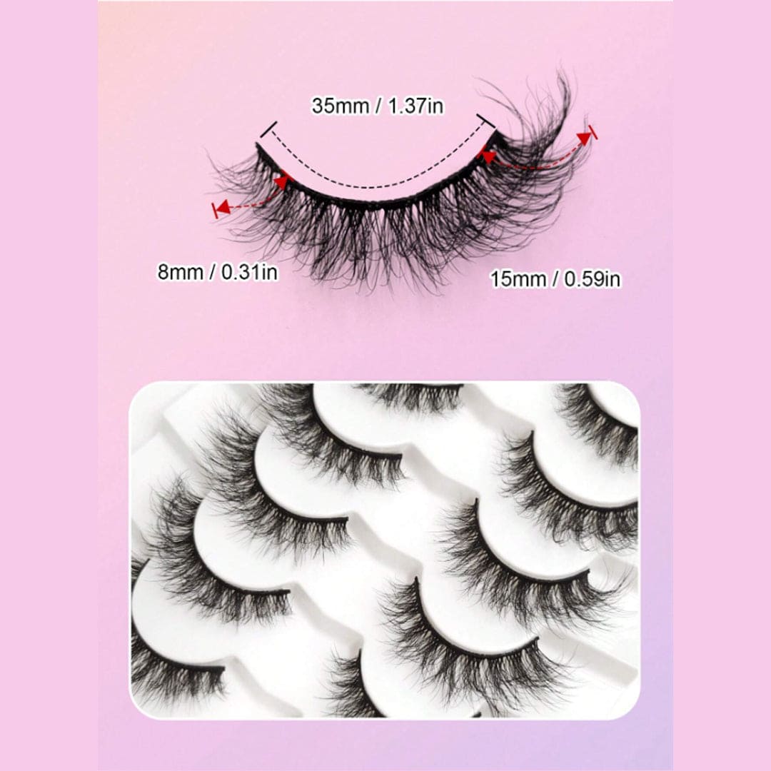 SHEIN - Natural False Eyelashes 7 Pairs Natural Long Crisscross Faux Mink Lashes Eyelashes - XOXO cosmetics